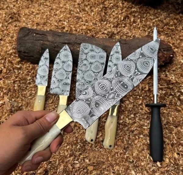 Handcrafted Etched Kitchen Knife Set - Image 3