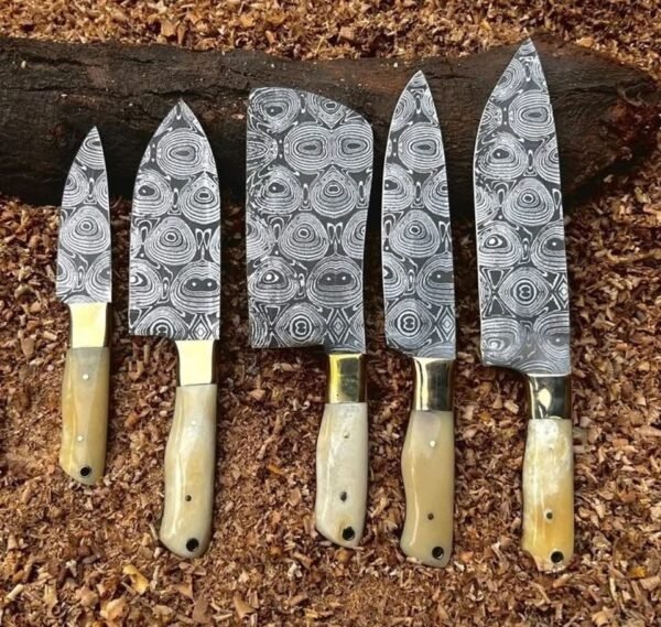 Handcrafted Etched Kitchen Knife Set