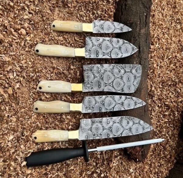 Handcrafted Etched Kitchen Knife Set - Image 4